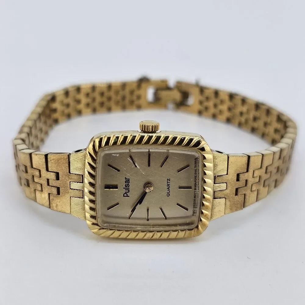 VTG Pulsar Watch Women 19MM Gold‎ Tone Dial Gold Bracelet 6.5